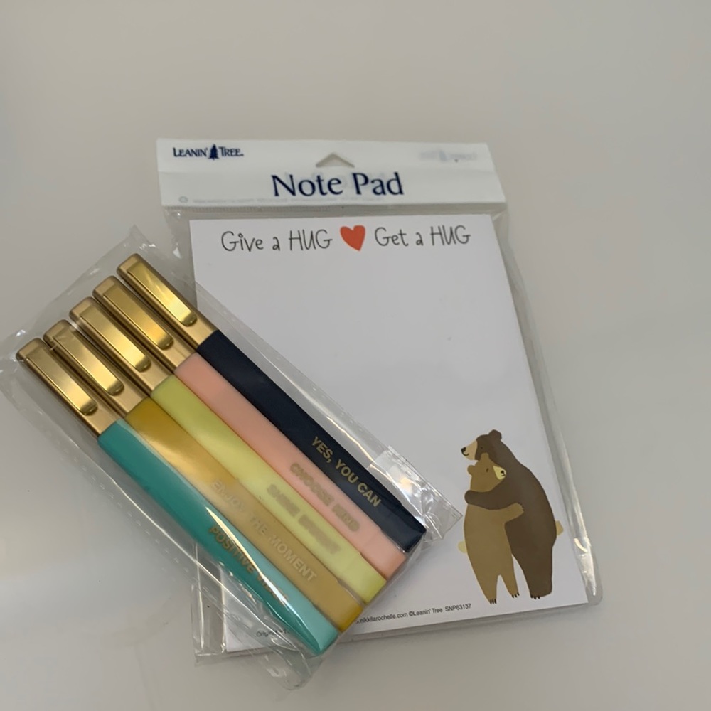 5 pack positive pens with positive note pad